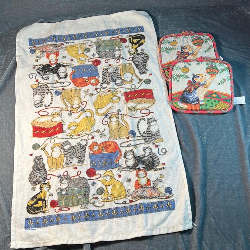 Cat kitchen linen set
